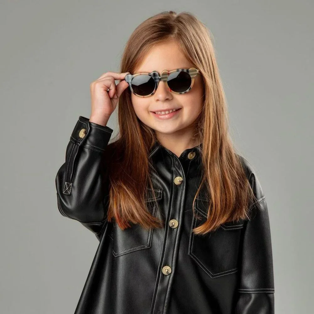 Burberry JB4355 KIDS 377887 BRAND NEW Sunglasses Vintage Check Grey Round Unisex